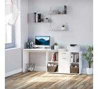 HOMCOM L-Shaped Computer Desk with Storage Compartments, Drawer and Cabinet, Laptop PC Corner Table, Home Office Workstation, 120 x 115 x 76cm, White White