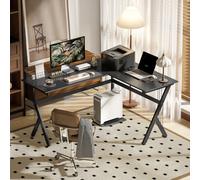 L-Shaped Corner Computer Desk Laptop Workstation PC Table HOMCOM Black One Size