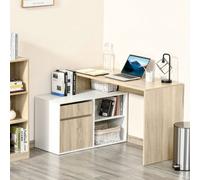 L-Shaped Corner Computer Desk Study Table PC Work w/ Storage Shelf Drawer Office - Oak and White Office - CARTER | TJ Hughes