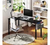 L-Shaped Corner Desk Computer with Fabric Bag and Hooks, Black HOMCOM Black One Size