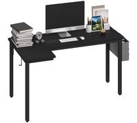HOMCOM L-Shaped Corner Desk Computer with Fabric Bag and Hooks - Black | TJ Hughes