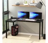 HOMCOM L Shaped Corner Desk Computer Workstation Wood Pc Gaming Desk 145 X 81 X 76cm, Black