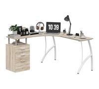 L-Shaped Corner PC Desk Table w/ Drawer Home Office Workstation, Oak HOMCOM Light Oak One Size