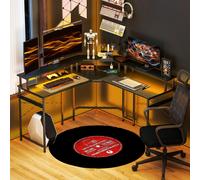 HOMCOM L Shaped Desk Corner Computer Desk with Monitor Stand, Black, Black