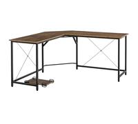 HOMCOM L-Shaped Desk, Gaming Desk, 150 x 150 x 75 cm, Corner Computer Desk for Study, Home Office, Bedroom, Rustic Brown