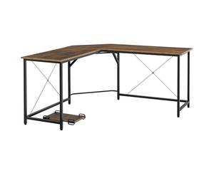 HOMCOM L-Shaped Desk, Gaming Desk, 150 x 150 x 75 cm, Corner Computer Desk for Study, Home Office, Bedroom, Rustic Brown