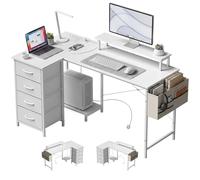 HOMCOM L Shaped Gaming Desk Reversible USB 150 cm White