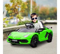 HOMCOM Lamborghini Aventador Licensed 12V Kids Electric Ride On Car - Green, Green