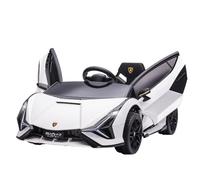 HOMCOM Lamborghini Sian Licensed Electric Car for Kids 12V Ages 3-5 White | Battery Powered Ride on Toy, Dual Motors, Remote Control, Soft Start, Transport Wheel, Scissor Doors, Horn, Lights