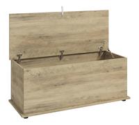 HOMCOM Large 114L Storage Chest Grey Wood Bench Trunk with Safety Lid for Bedroom Hallway and Living Room 100 x 40 x 40cm