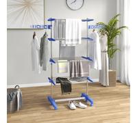 HOMCOM 4-Tier Large Clothes Airer Stainless Steel Clothes Drying Rack Blue | TJ Hughes