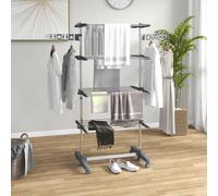 Homcom 4-tier Large Clothes Airer Stainless Steel Clothes Drying Rack Grey, Grey