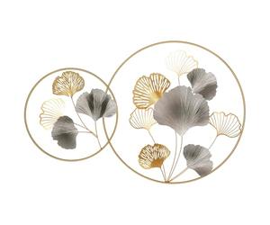 HOMCOM Large Metal Wall Art, Modern Hanging Wall Sculpture, Gold Silver