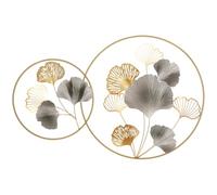 HOMCOM Large Metal Wall Art, Modern Hanging Wall Sculpture, Gold Silver