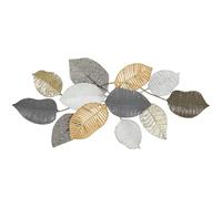 HOMCOM Large Metal Wall Art, Modern Hanging Wall Sculpture with Unique Multi-leaf Design, Horizontal or Vertical Metal Hanging Decoration for Living Room Bedroom Entryway, Light Gold