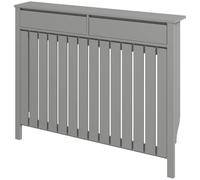 Homcom Large Radiator Cover With Drawers And Vertical Slats 119 X 19 X 93 Cm In Grey Grey