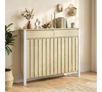 Homcom Large Radiator Cover With Drawers And Vertical Slats Oak