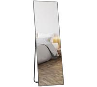 HOMCOM Large Rectangular Full Length Mirror 50 x 160 cm - Standing Mirror, Wall or Pocé Against Wall - for Bedroom, Living Room and Dressing Room, Black