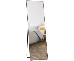HOMCOM Large Rectangular Full Length Mirror 50 x 160 cm - Standing Mirror, Wall or Pocé Against Wall - for Bedroom, Living Room and Dressing Room, Black