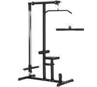 HOMCOM Exercise Pulley Machine Power Tower With Adjustable Seat Cables, Black
