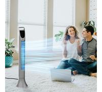 HOMCOM LED 36 Inch Tower Fan 70° Oscillation 3 Speed Remote Controller - Silver - 20cmx20cmx91.5cm