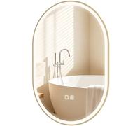 Homcom Led Bathroom Mirror, 100X70Cm Oval Bathroom Mirror, Gold Tone