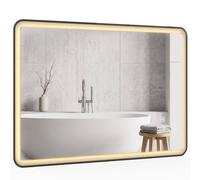 Homcom Led Bathroom Mirror, 100X70Cm Rectangle Bathroom Mirror, Black