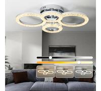 HOMCOM LED Ceiling Light Dimmable 4 Rings with Wall Switch 40W Silver Tone | Modern Ceiling Lamp, 4350lm, Flush Mount Fixture Light, 3500K/4500K/6000K Colour Temperatures, Living Room, Bedroom
