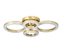 HOMCOM LED Ceiling Light, Modern 4 Rings Ceiling Lamp with Wall Switch Control, 40W 4350lm Flush Mount Ceiling Light with 3500K/4500K/6000K Colour Temperatures for Living Room, Bedroom, Gold Tone