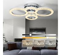 HOMCOM LED Ceiling Light, Modern 4 Rings Ceiling Lamp with Wall Switch Control, 40W 4350lm Flush Mount Ceiling Light with 3500K/4500K/6000K Colour Temperatures for Living Room, Bedroom, Silver Tone