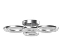 HOMCOM LED Ceiling Light, Modern 4 Rings Ceiling Lamp with Wall Switch Control, 40W 4350lm Flush Mount Ceiling Light with 3500K/4500K/6000K Colour Temperatures for Living Room, Bedroom, Silver Tone