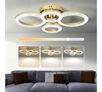 HOMCOM LED Ceiling Light, Modern 4 Rings Ceiling Lamp with Wall Switch Control, 40W 4350lm Flush Mount Ceiling Light with 3500K/4500K/6000K Colour Temperatures for Living Room, Bedroom, Gold Tone
