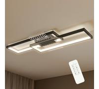 HOMCOM LED Ceiling Light Modern Dimmable with Wall Switch Black 3000-6000K | Remote Control, Flush Mount Fixture Lamp, for Living Room, Bedroom