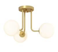 HOMCOM LED Ceiling Light with Globe Shades, 3-Light, G9 Sockets, Gold Tone