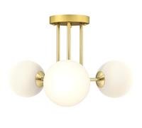 HOMCOM LED Ceiling Light with Globe Shades, Modern 3-Light Ceiling Light with G9 Sockets for Living Room, Bedroom, Dining Room, Bulbs Not Included, Gold Tone