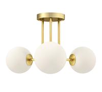 HOMCOM LED Ceiling Light with Globe Shades, Modern 3-Light Ceiling Light with G9 Sockets for Living Room, Bedroom, Dining Room, Bulbs Not Included, Gold Tone