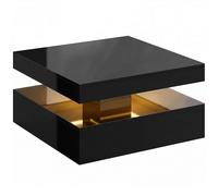 HOMCOM LED Coffee Table with Storage, 2-Tier Modern Centre Table with Open Shelf and Remote for Living Room, High Gloss Black