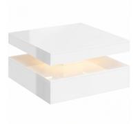 HOMCOM LED Coffee Table with Storage, 2-Tier Modern Centre Table with Open Shelf and Remote for Living Room, High Gloss White
