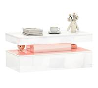 Homcom Led Coffee Table With Storage, High Gloss Living Room Table, White
