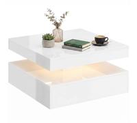 Homcom Led Coffee Table With Storage, Modern Centre Table, High Gloss White White