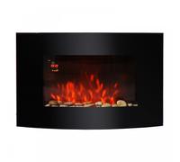 Etna HOMCOM 2kW Electric Fireplace Wall Mounted Led Flame Curved Back Side Lights Heater, Black