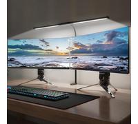 HOMCOM LED Desk Lamp with Clamp, Double Head Table Lamp with 3 Colour Modes & 10 Brightness Levels, Flexible Gooseneck Reading Desk Light with Timer and Memory Function for Study, Office, Work, Black