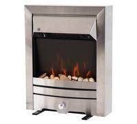 HOMCOM 2KW Electric Fireplace Pebble Burning Effect Heater Fire Flame Indoor Stove LED Lighting - Stainless Steel