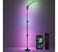 HOMCOM LED Floor Lamp, 360° RGB Detachable Corner Floor Lamp with App and Remote Control, Colour Changing Standing Light with Music Sync & Timing, for Living Room, Bedroom, Game Room, Dark Grey