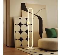 HOMCOM Dimmable LED Floor Lamp with Glass Night Light, Foot Switch, White