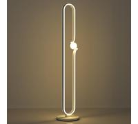 HOMCOM LED Floor Lamp, Dimmable Standing Lamp with Glass Night Light and Foot Switch for Bedroom, Living Room, Office, White