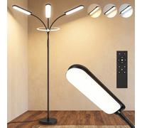Homcom Led Floor Lamp For Living Room With Magnetic Remote Control, Black Black