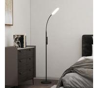 HOMCOM LED Floor Lamp for Living Room with Magnetic Remote Control, Black, Black