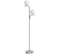 HOMCOM LED Floor Lamp, Modern Standing Lamp with 3 Colour Temperatures, Globe Glass Shades and Foot Switch, Silver Tone