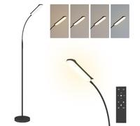 HOMCOM LED Floor Lamp Remote & Touch Control Stepless Dimmable Black | Standing Lamp, Colours Temperature & Brightness, 360° Adjustable Gooseneck, 1 Hour Timer, Memory Function, Living Room